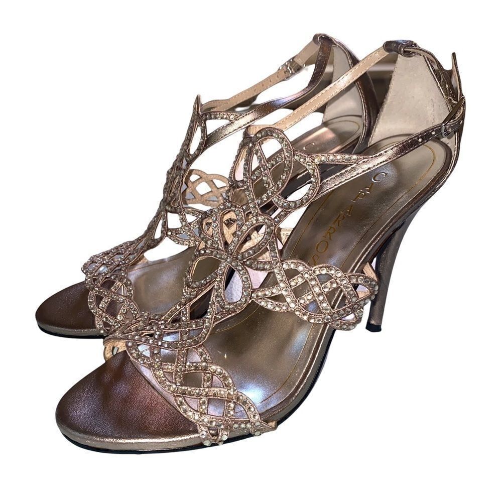 Caparros Silver Bedazzled Heeled Evening Shoes